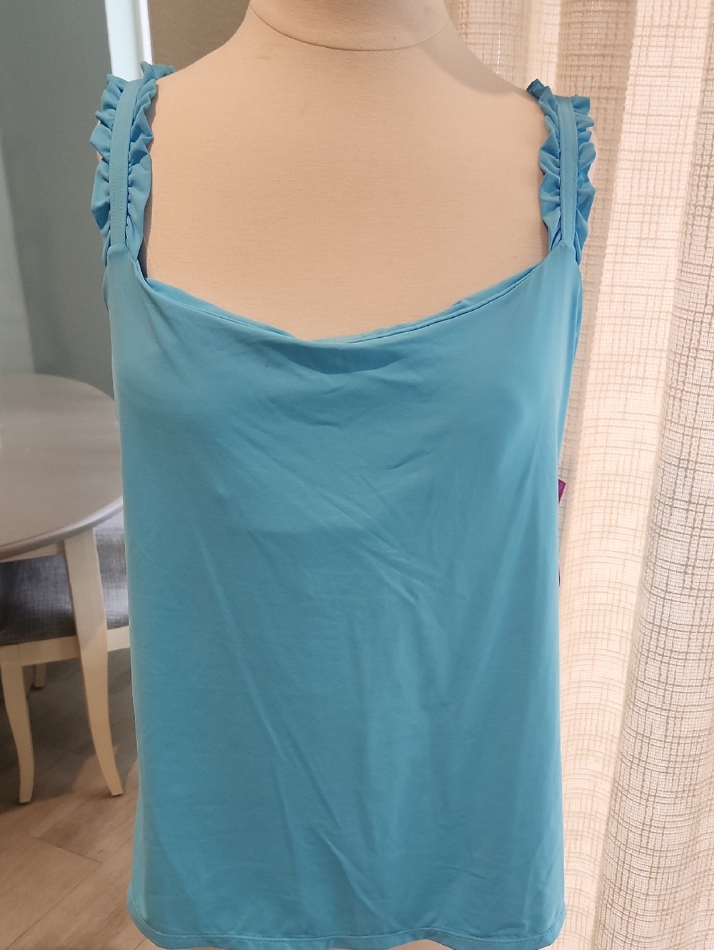 Lilly Pulitzer Blue Ruffle Strap Tank Top